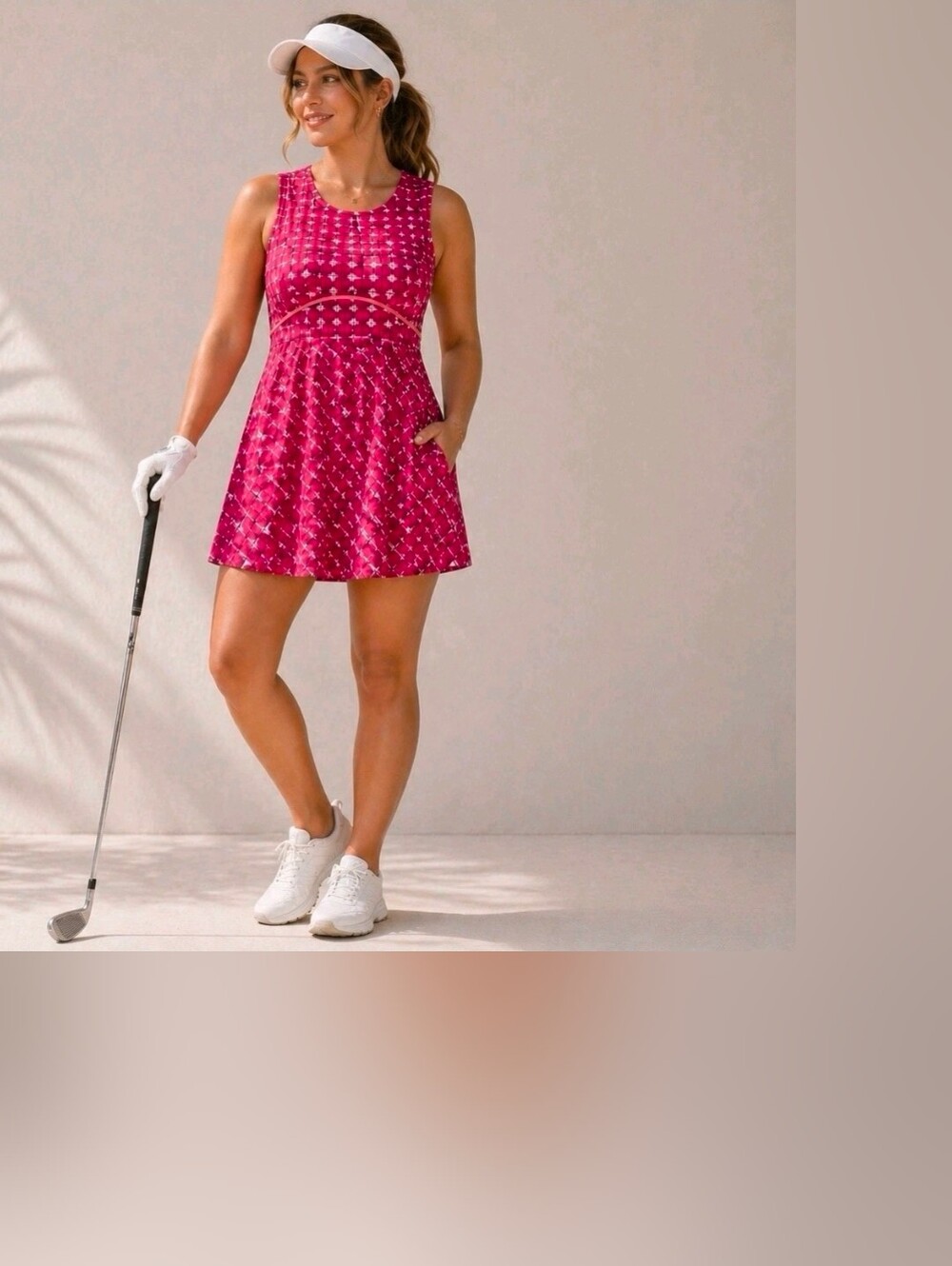 Title Nine Malibu Pink Dream Dress Plaid Zip Pocket Active Golf Picklebal sz XL